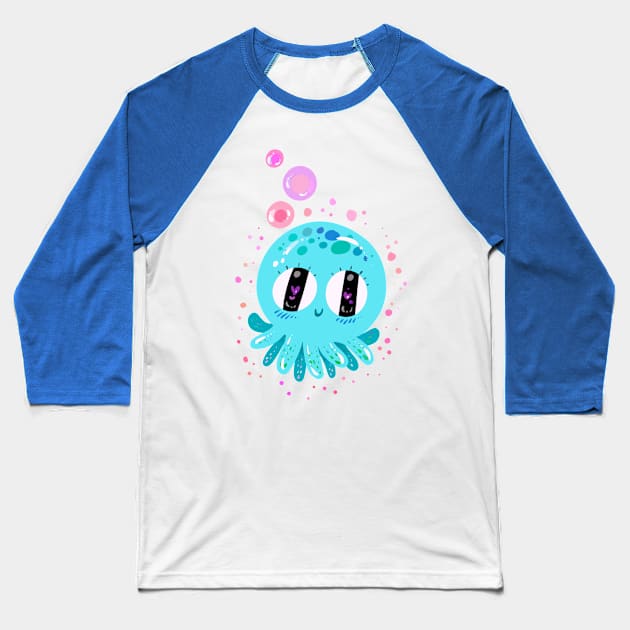 OCTOPUS CUTE KIDS Baseball T-Shirt by Draw For Fun 